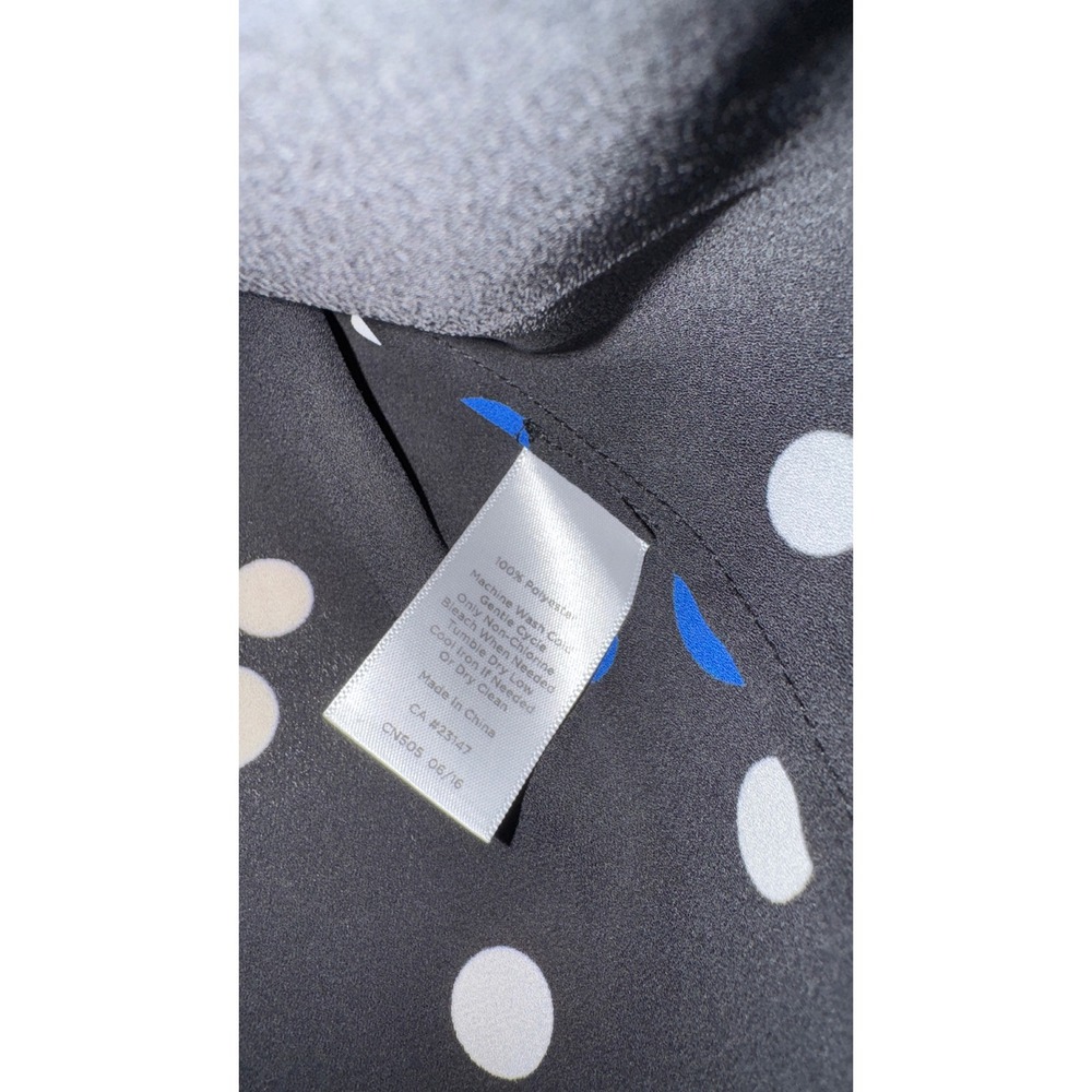 Talbots‎ Woman Petites XP Polka Dot V-Neck Blouse Black Blue White Long Sleeve - Picture 5 of 7